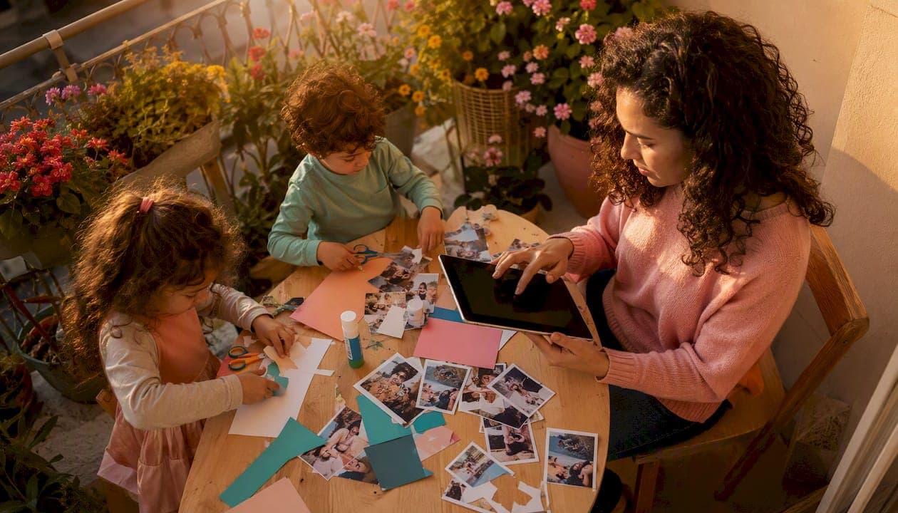 Diseña un cuadro para mamá con sus hijos: plantillas y pasos